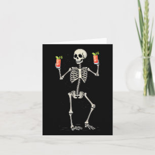 Cartão Dia de as Bruxas engraçado Skeleton Bebendo Bloody