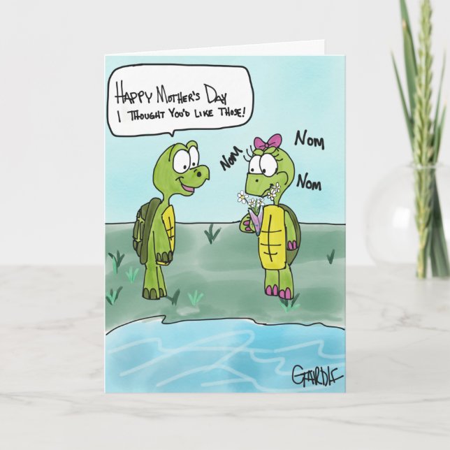 Cartão Dia de as mães Card Turtle ama sua mãe (Frente)