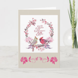 Cartão Dia de as mães Cardinal Floral Bonito