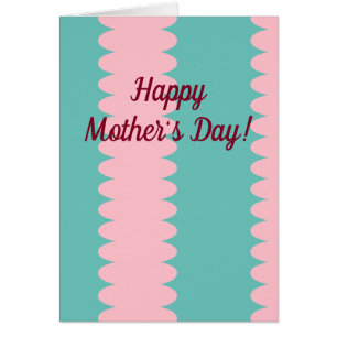 Cartão Dia de as mães, cor-de-rosa e verde-azul, carta b