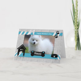 Cartão Dia de as mães da Foto de Cão no Azul Turquesa