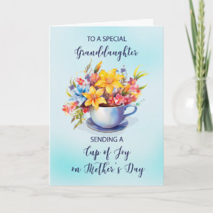Cartão Dia de as mães da neta da alegria e flores