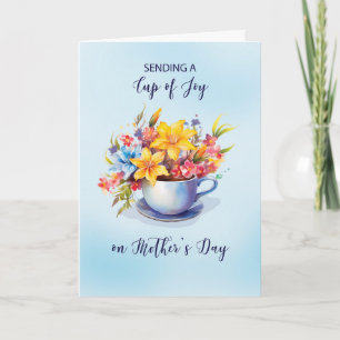 Cartão Dia de as mães de alegria e flores para qualquer u