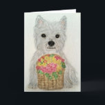 Cartão dia de as mães de aniversário de aquarela das flor<br><div class="desc">Eu criei esta bela carta usando a minha doce imagem de pintor de aquarela West ie. Por favor,  deem uma olhada nos meus outros itens do West ie nas minhas subcategorias de 'westies'.</div>