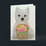Cartão dia de as mães de aniversário de aquarela das flor<br><div class="desc">Eu criei esta bela carta usando a minha doce imagem de pintor de aquarela West ie. Por favor,  deem uma olhada nos meus outros itens do West ie nas minhas subcategorias de 'westies'.</div>