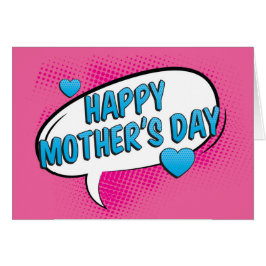 Cartão Dia de as mães de bolhas de pop Art
