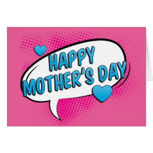 Cartão Dia de as mães de bolhas em quadrinhos Pop