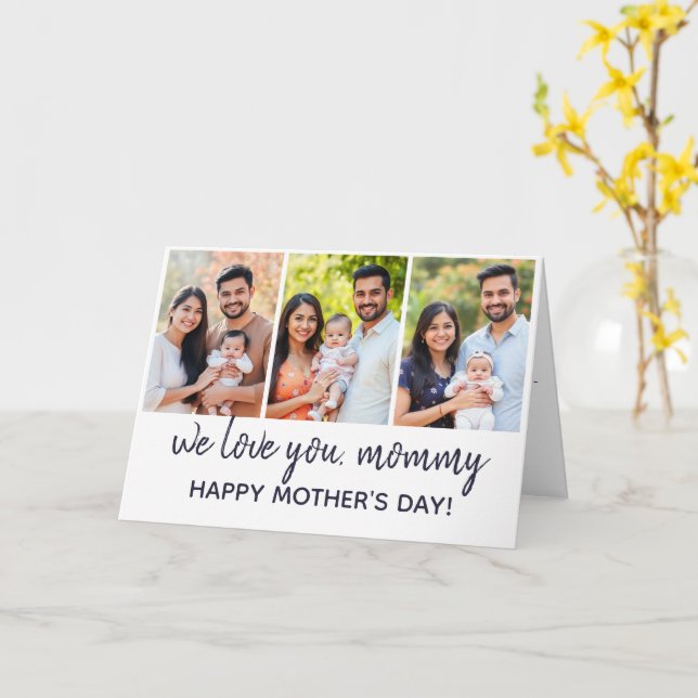 Cartão Dia de as mães de Colagem de Fotografias Verso de  (Flor Amarela)