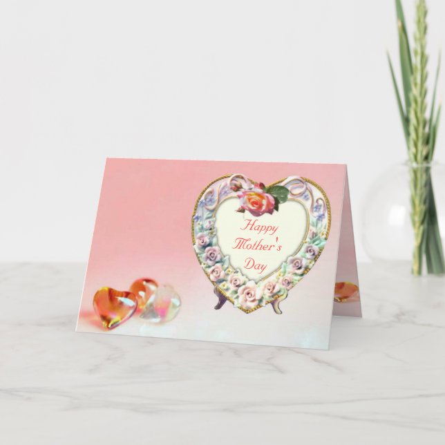Cartão Dia de as mães de coração (Frente)