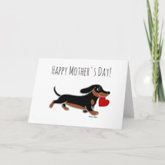 Cartão Dia de as mães de Dachshund Preto e Tan