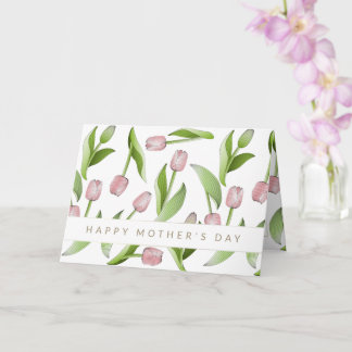 Cartão Dia de as mães de Flor de Tulip Rosa Moderno