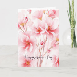 Cartão Dia de as mães de Flor Rosa de Aquarela