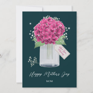 Cartão Dia de as mães de Flor Rosa Personalizado