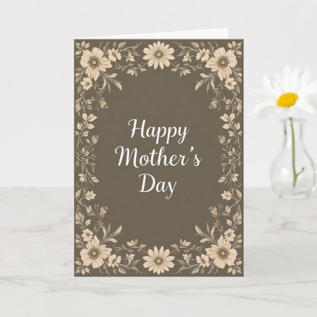 Cartão Dia de as mães de Frame Floral Brown (Planta pequena)