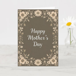Cartão Dia de as mães de Frame Floral Brown