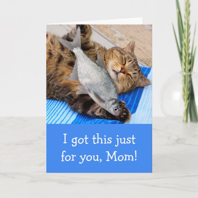 Cartão Dia de as mães De Gato E De Peixe (Frente)