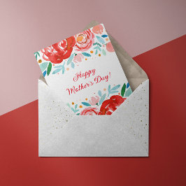 Cartão Dia de as mães de rosas de Aquarela