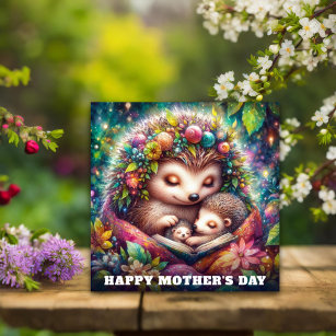 Cartão Dia de as mães de Storytime de Hedgehog Mama