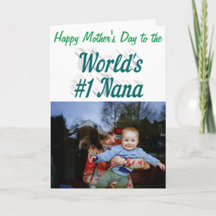 Cartão Dia de as mães de texto verde da Foto Nana
