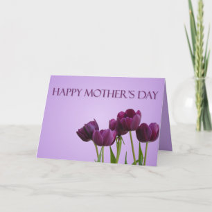 Cartão Dia de as mães de Tulipas Roxas