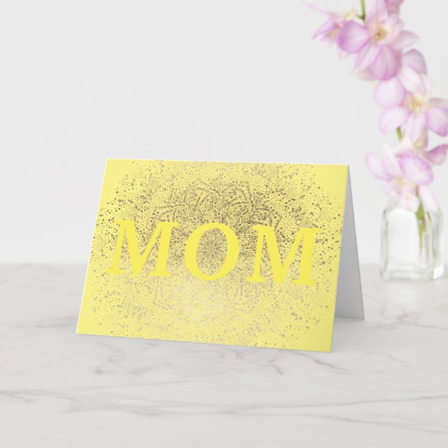 Cartão Dia de as mães elegante Dourado amarelo MOM floral (Orquídea)