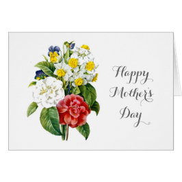 Cartão dia de as mães feliz com flores coloridas vintage