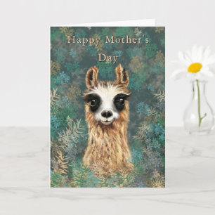 Cartão Dia de as mães Feliz - Curioso Bebê Llama - Boni