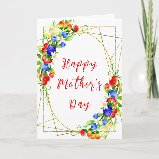 Cartão Dia de as mães Feliz das Berries Misturas de Verão (Frente)