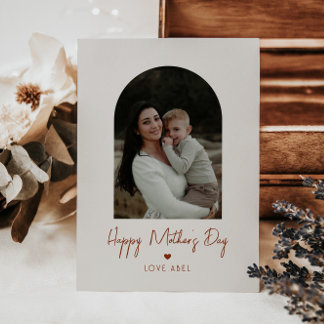 Cartão Dia de as mães Feliz de Coração de Script de Foto