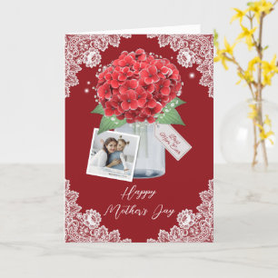 Cartão Dia de as mães Feliz de Foto Floral Vermelha bonit