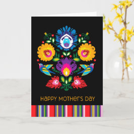 Cartão Dia de as mães Feliz, Folclore Flores Texto Person