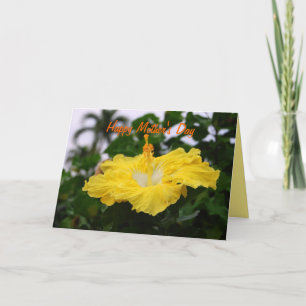 Cartão Dia de as mães feliz Hibiscus amarelo profundo