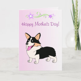 Cartão Dia de as mães Feliz Tricolor Corgi