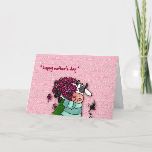 Cartão Dia de as mães feliz - vaca de flor