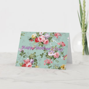 Cartão Dia de as mães Feliz - Vintage Floral