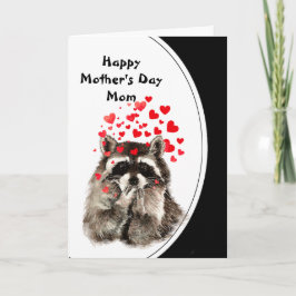 Cartão Dia de as mães Hugs & Kisses Raccoon Animal