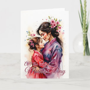 Cartão Dia de as mães Kimono Art com Embraço Floral