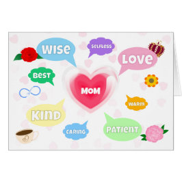 Cartão Dia de as mães Melhor Mãe Palavras Nuvens Rainha A