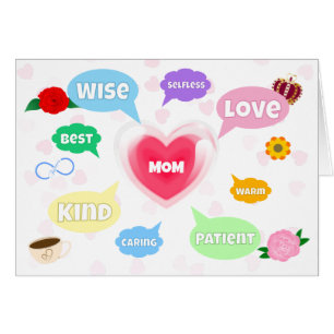Cartão Dia de as mães Melhor Mãe Palavras Nuvens Rainha A