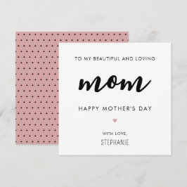 Cartão Dia de as mães Mínimo Personalizado e Moderno da M