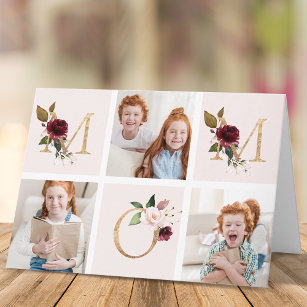 Cartão Dia de as mães Multifotógrafo Floral MOM Dourado