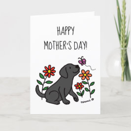 Cartão Dia de as mães Negro Labrador e Verde