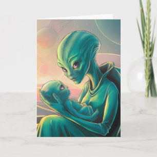 Cartão Dia de as mães Personalizado da alienígena