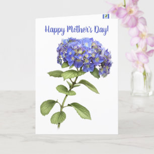 Cartão Dia de as mães Personalizado da Hydrangea Azul