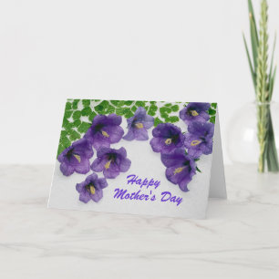Cartão Dia de as mães - Placa Flores Roxas