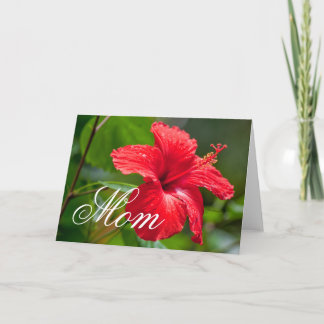 Cartão Dia de as mães Red Hibiscus Flor Tropical