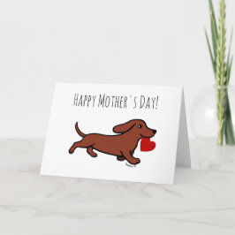 Cartão Dia de as mães Red Smooth Dachshund