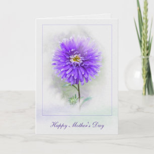 Cartão dia de as mães roxo dália em aquarela