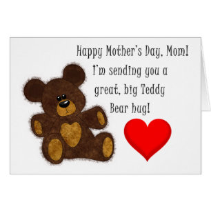 Cartão Dia de as mães Teddy Bear Hug - Placa de arte de 5