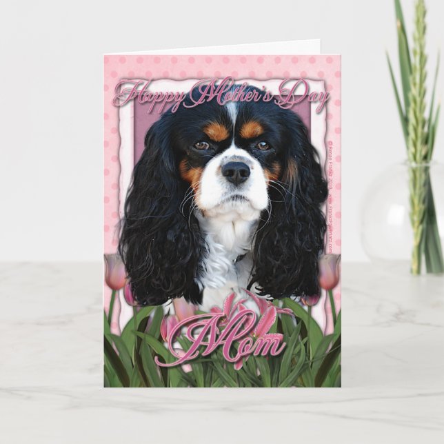 Cartão Dia de as mães - Tulipas cor-de-rosa - Cavaleiro - (Frente)